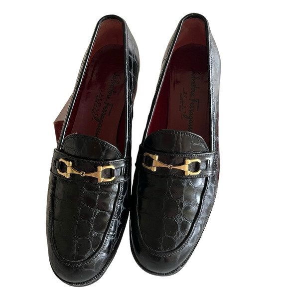 Salvatore Ferragamo Crocodile Embossed Gancini Bit Loafers - Women’s Size 7 - Picture 7 of 7